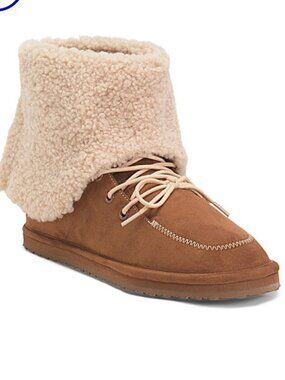 WEWOREWHAT Fold Over Faux Fur Booties(For Women)